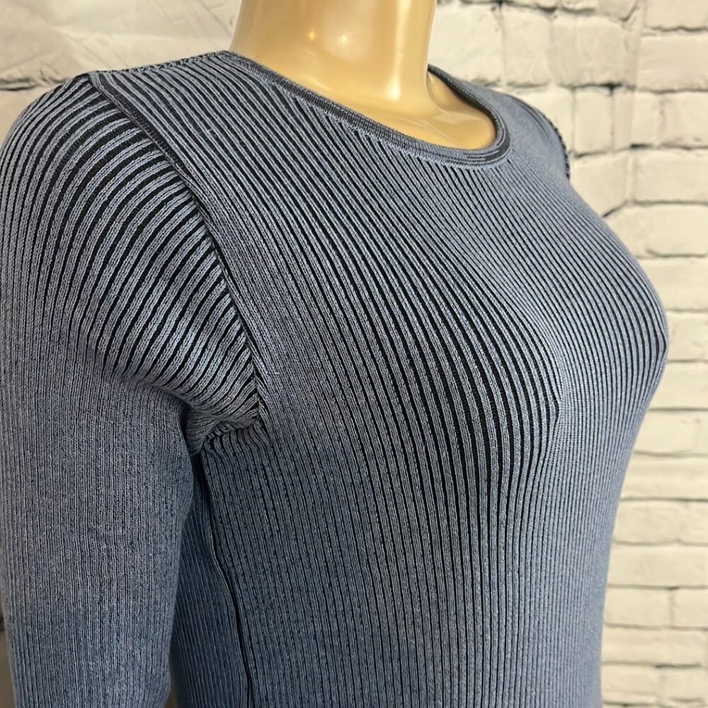 NWT Parkhurst Sweater  Vintage Denim Womens Crew Neck Stretch Tight Knit